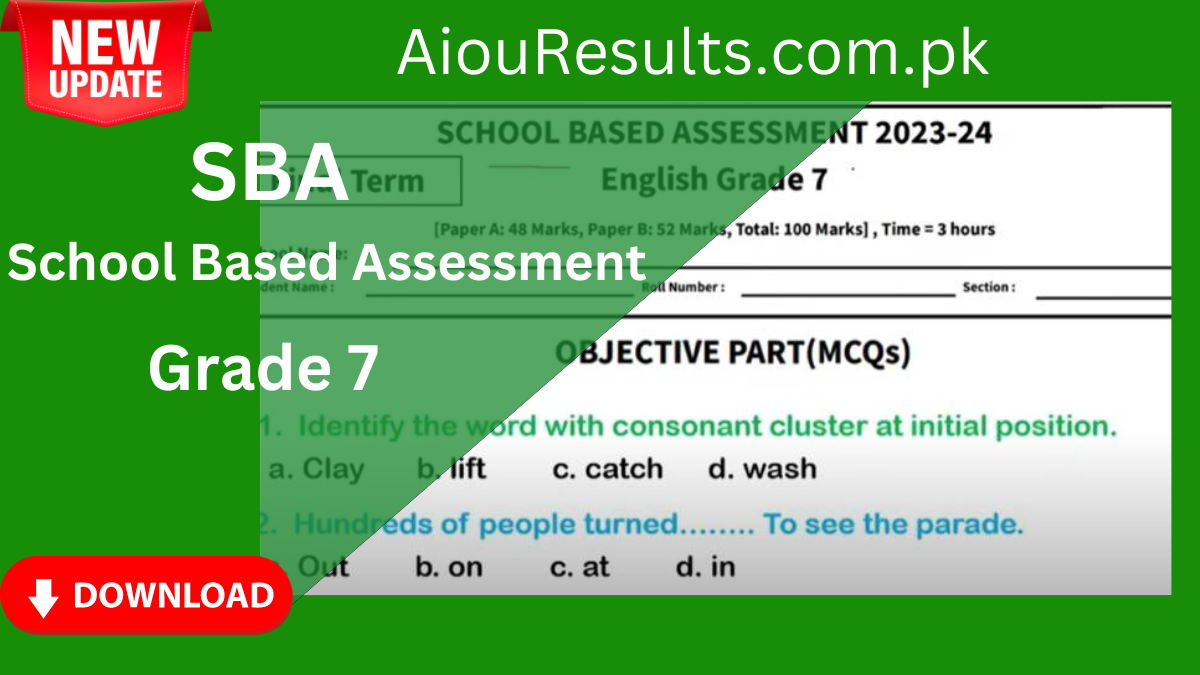 School Based Assessment SBA 2024 Grade 7