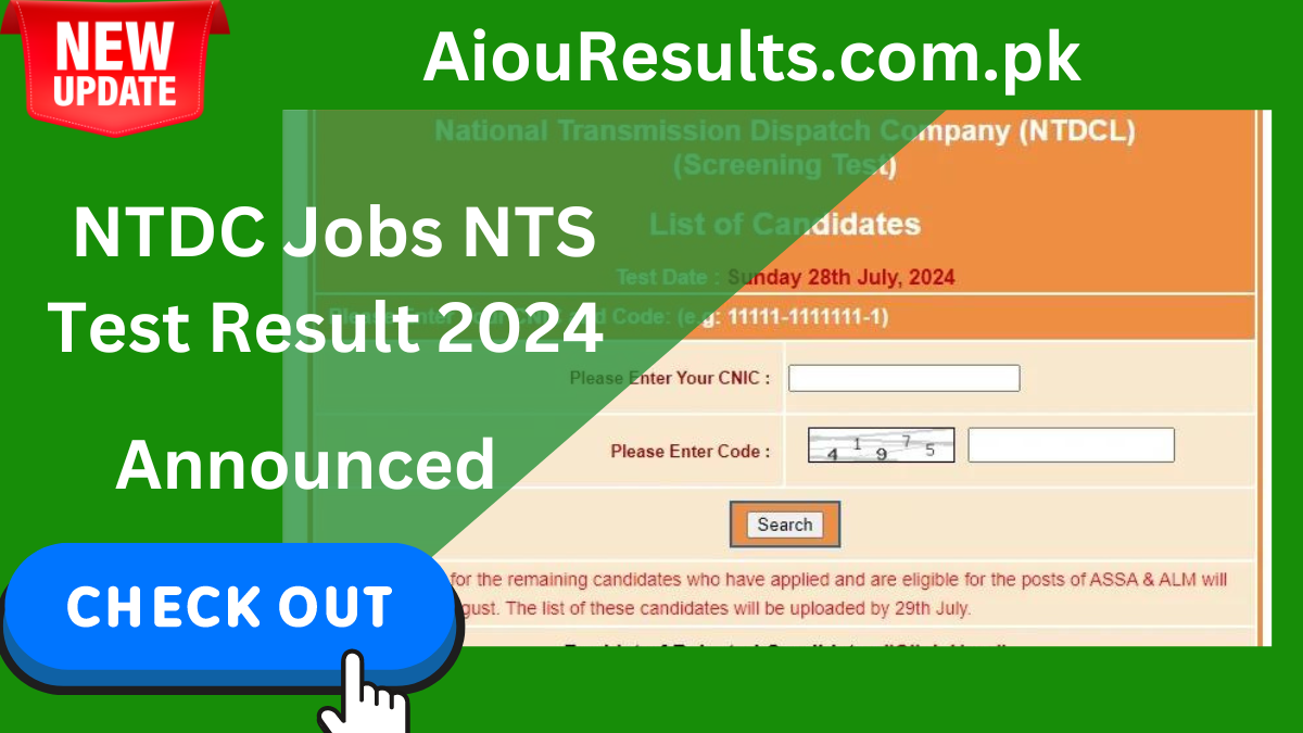 NTDC Jobs NTS Test Result 2024