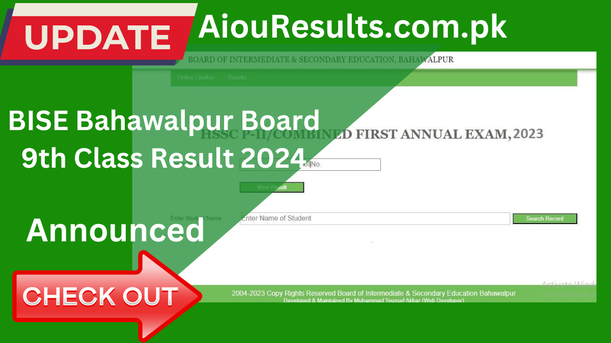 BISE Bahawalpur Board 9th Class Result 2024