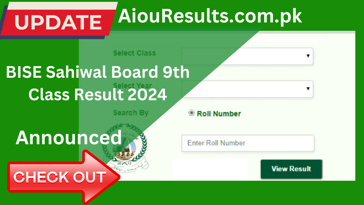 BISE Sahiwal Board 9th Class Result 2024 by Roll Number