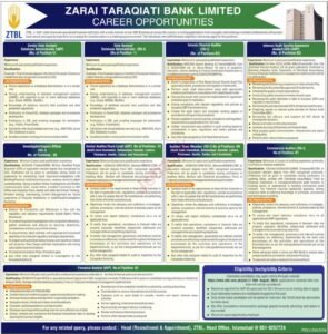 Zarai Taraqiati Bank Limited ZTBL Jobs 2024 