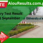 NUMS Entry Test Result Issued 01 September