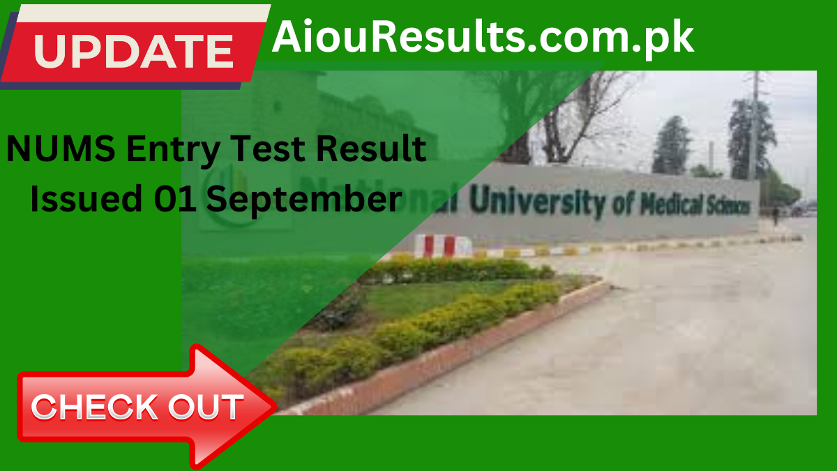 NUMS Entry Test Result Issued 01 September